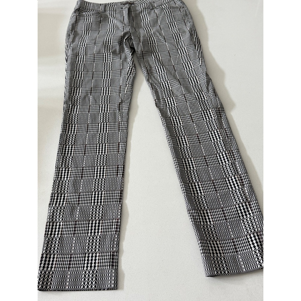 J.McLaughlin Lexi Black White Glen Plaid Straight Leg Pants Womens 8 Stretch